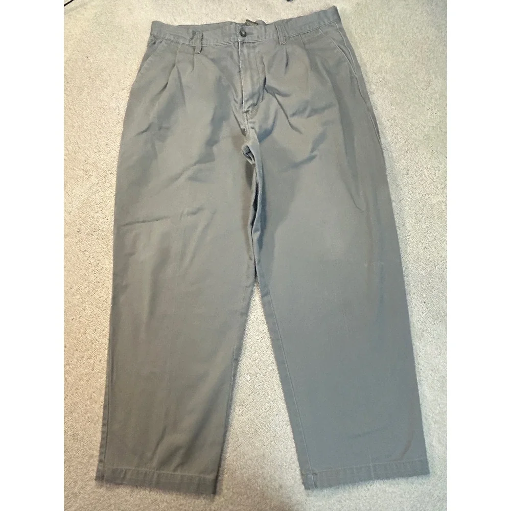 B.E. Khakis Mens Gray Pleated Relaxed Fit Casual Pants Size 38x30‎
